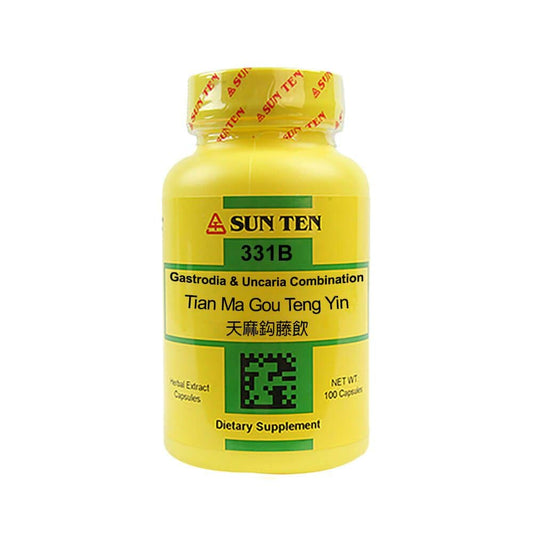 Sun Ten Gastrodia and Uncaria capsules bottle for balanced energy and cardiovascular support.