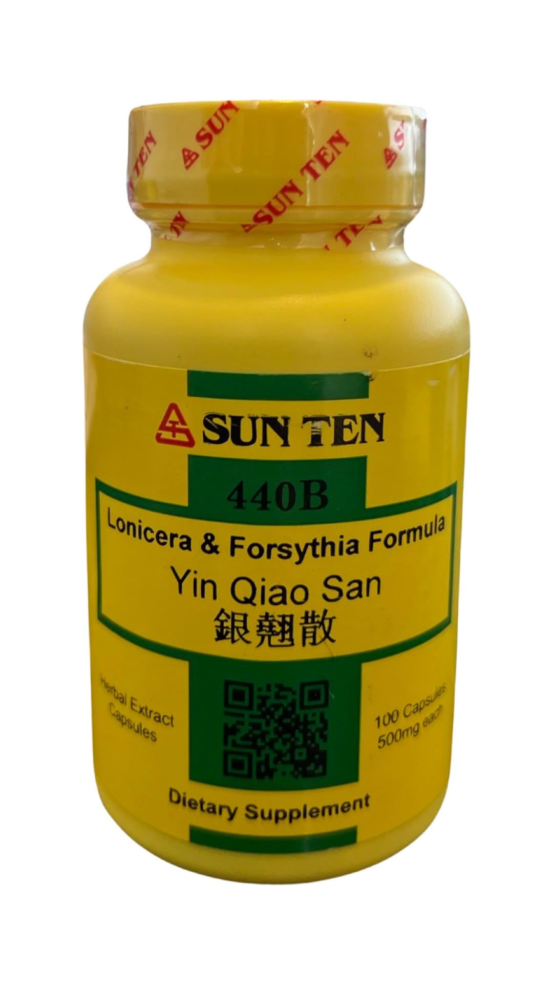 Sun Ten Lonicera Forsythia Formula capsules bottle promotes a refreshing herbal routine.
