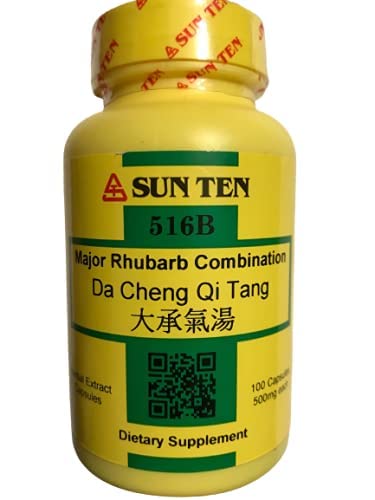 Sun Ten Rhubarb Combination Capsules packaging showcases the traditional four-herb blend.