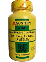 Sun Ten Rhubarb Combination Capsules packaging showcases the traditional four-herb blend.