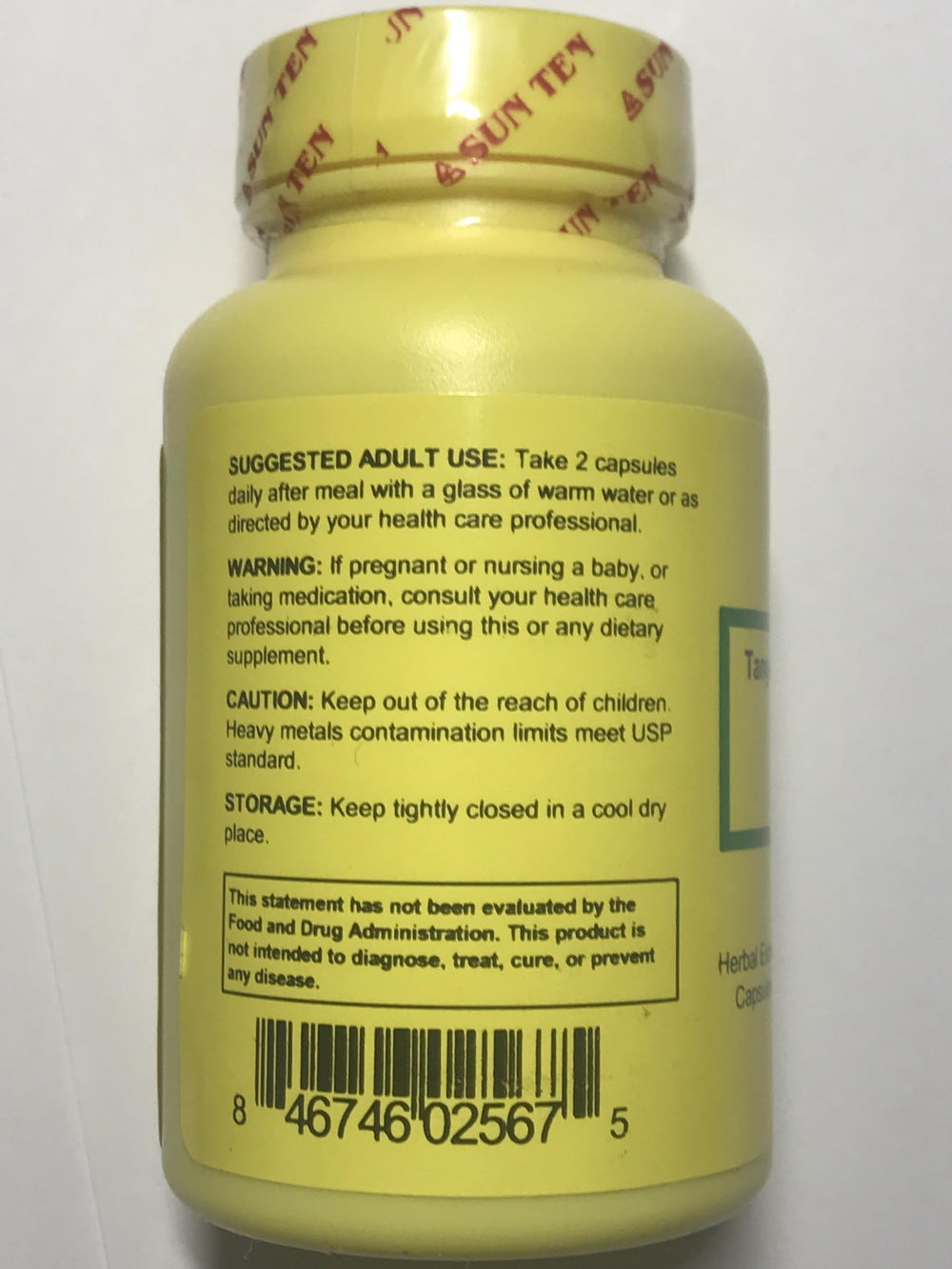 Sun Ten Tang-Kuei Bupleurum Formula label-detail highlights clear potency and serving info