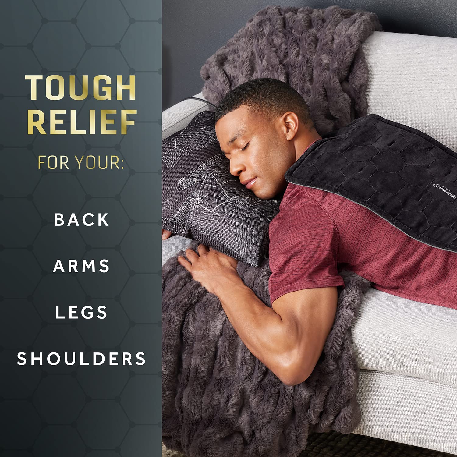 Sunbeam AdvancedHeat king-sized pad 9-foot cord enables flexible placement.