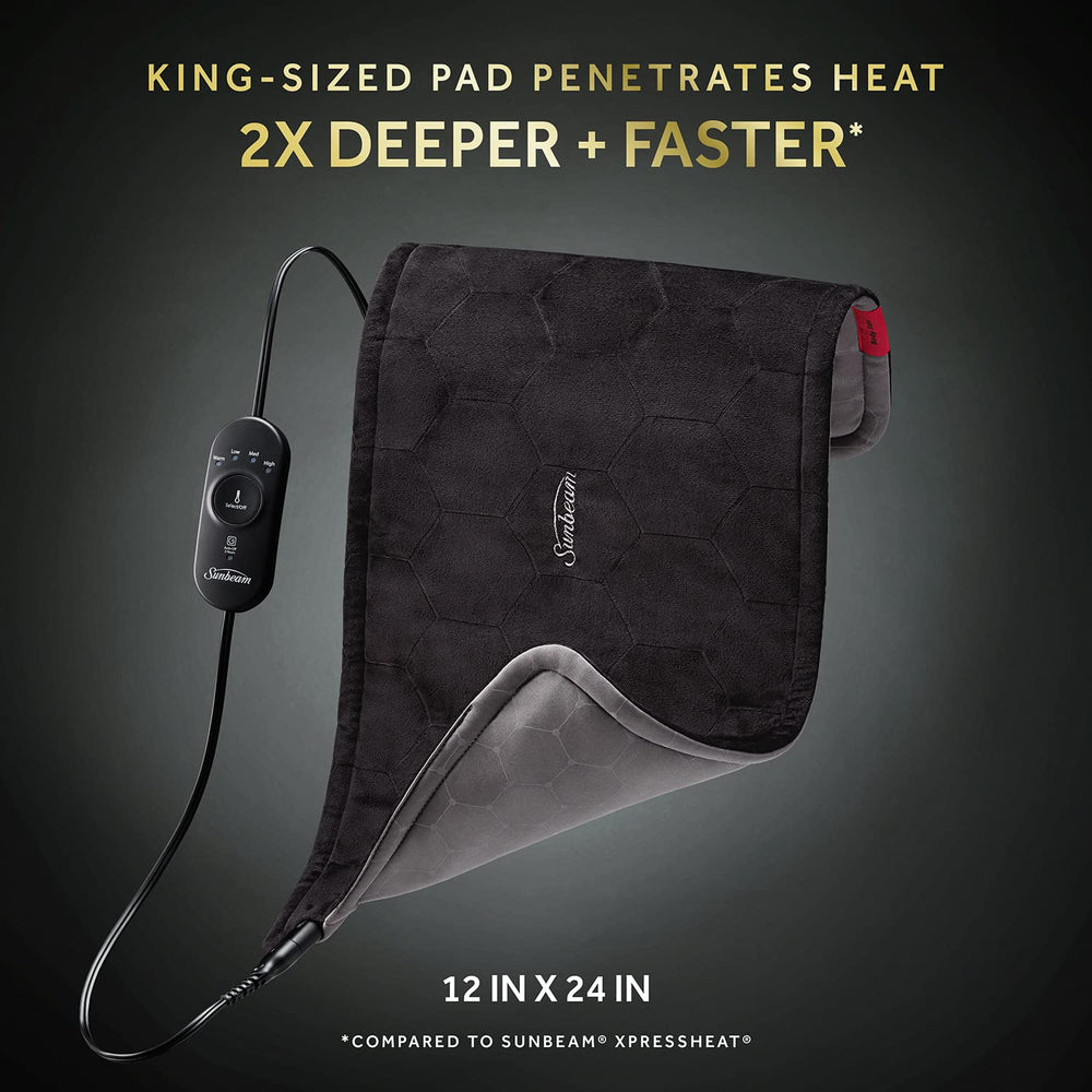 Sunbeam AdvancedHeat king-sized pad with four settings for customizable warmth.