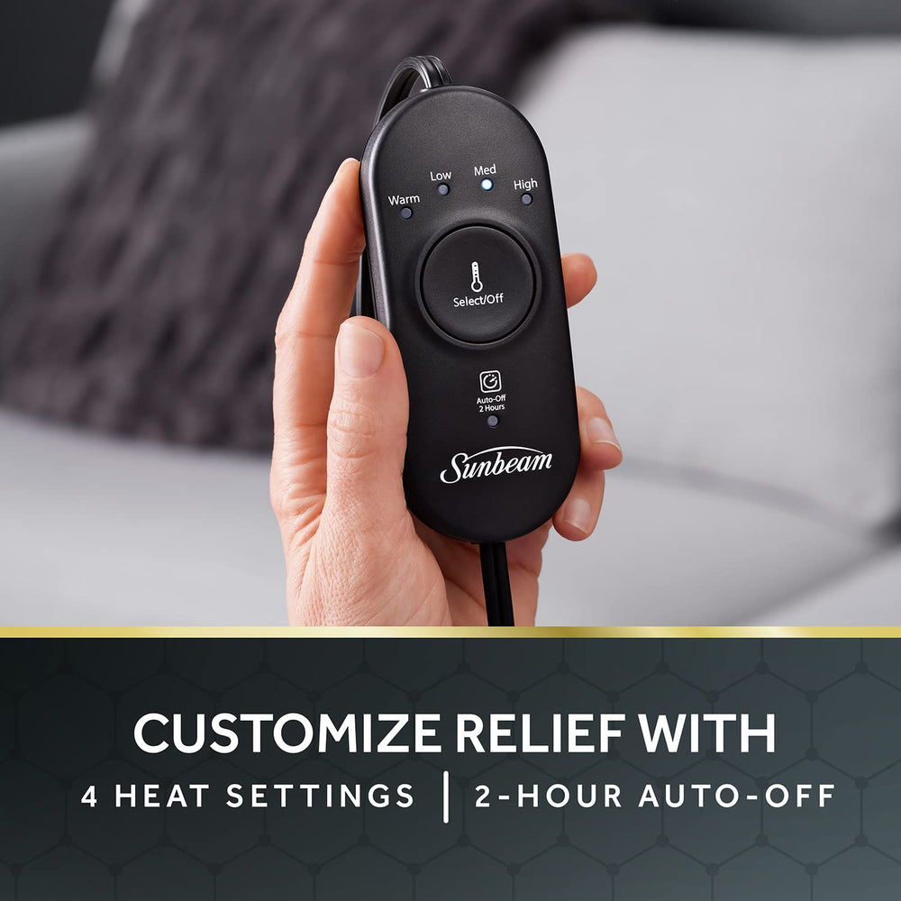 Sunbeam AdvancedHeat king-sized pad soft plush fabric for comfortable use.