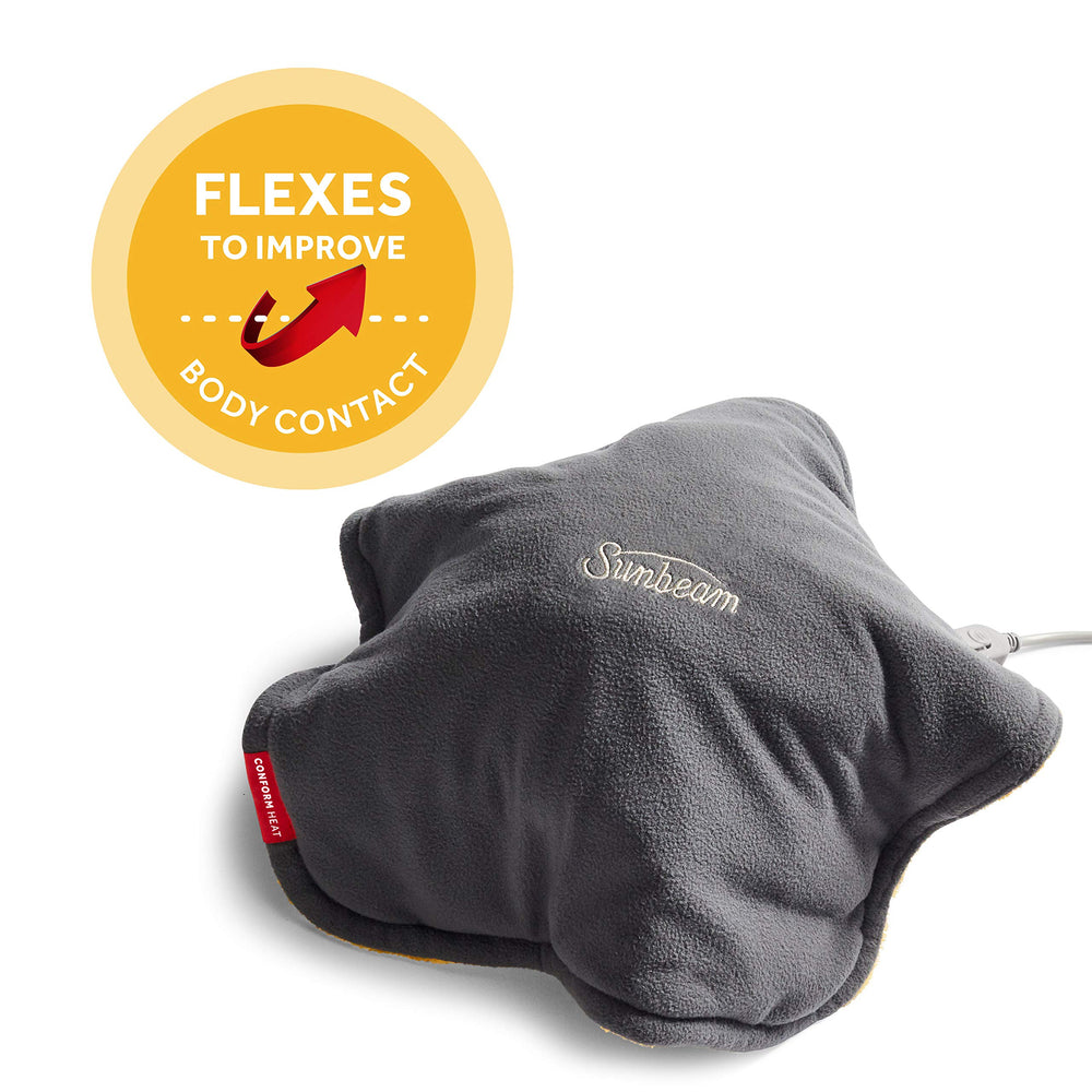 Lightly weighted Sunbeam ConformHeat pad stays in place for consistent heat.