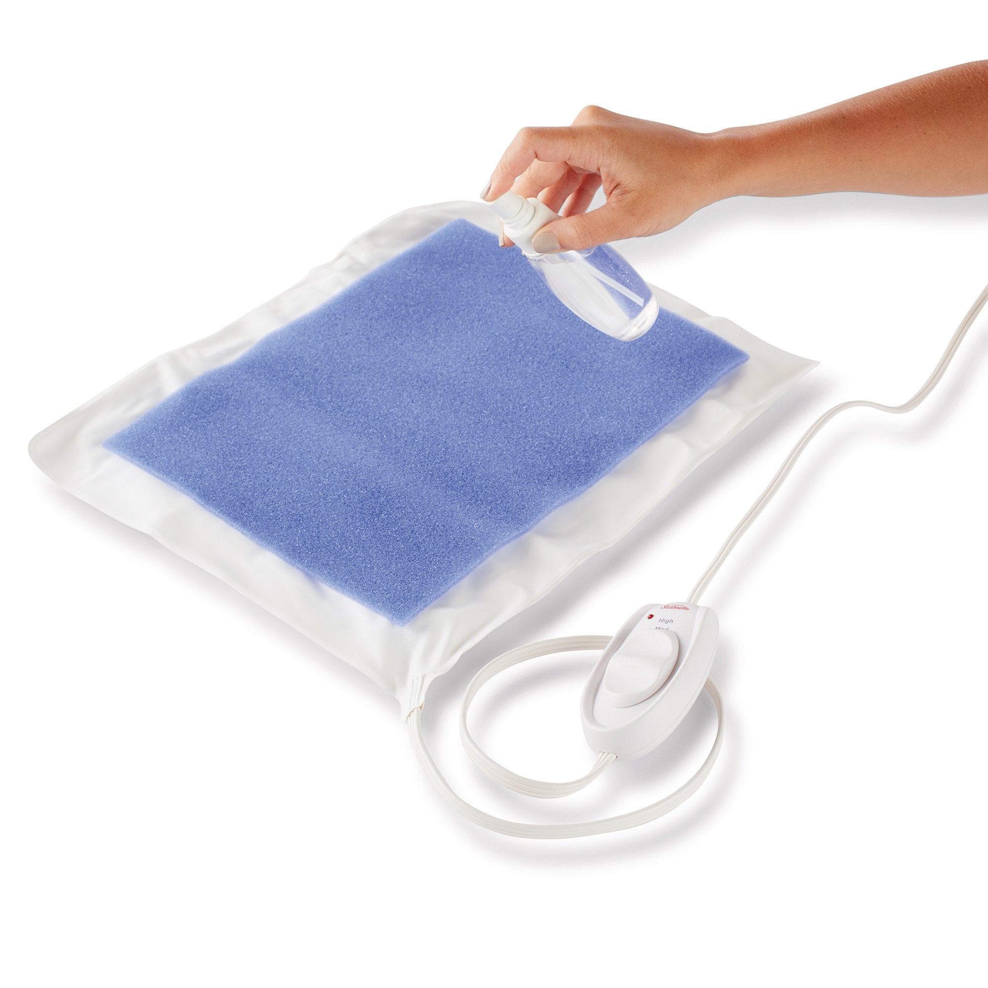 Sunbeam heating pad with arthritis-friendly controller for easy use.