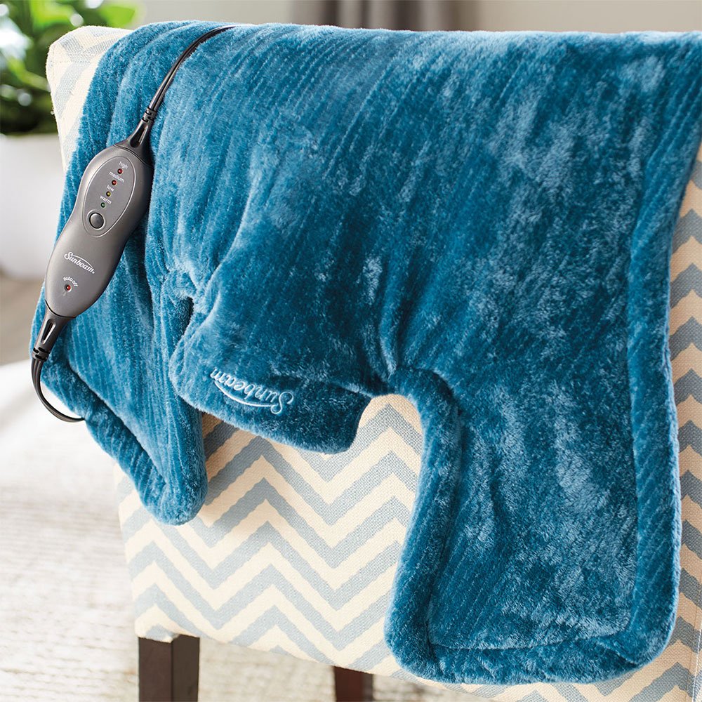 Sunbeam Renue XL machine-washable wrap for easy care.