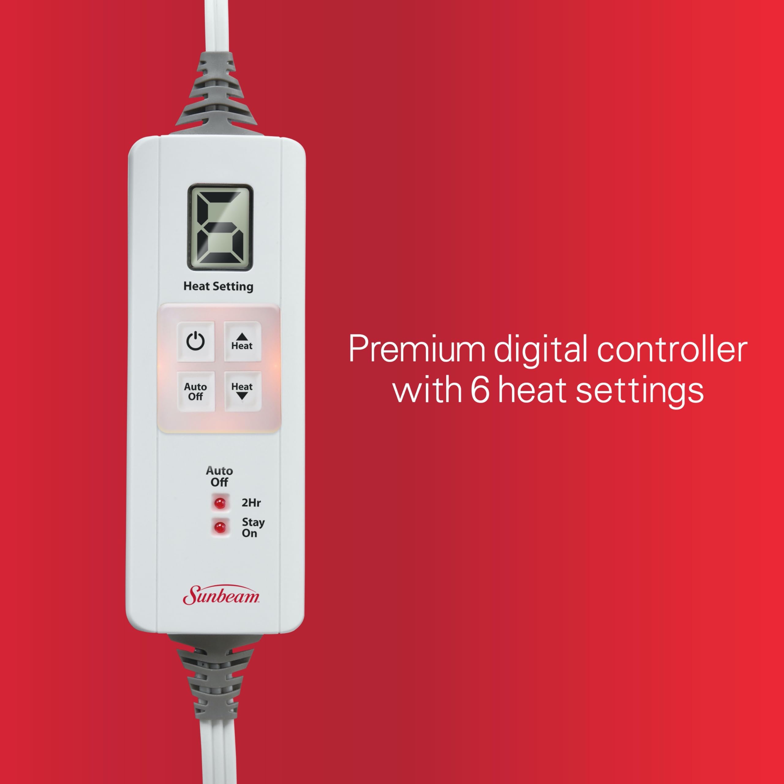 Sunbeam XL moist heat option for deeper, penetrating comfort