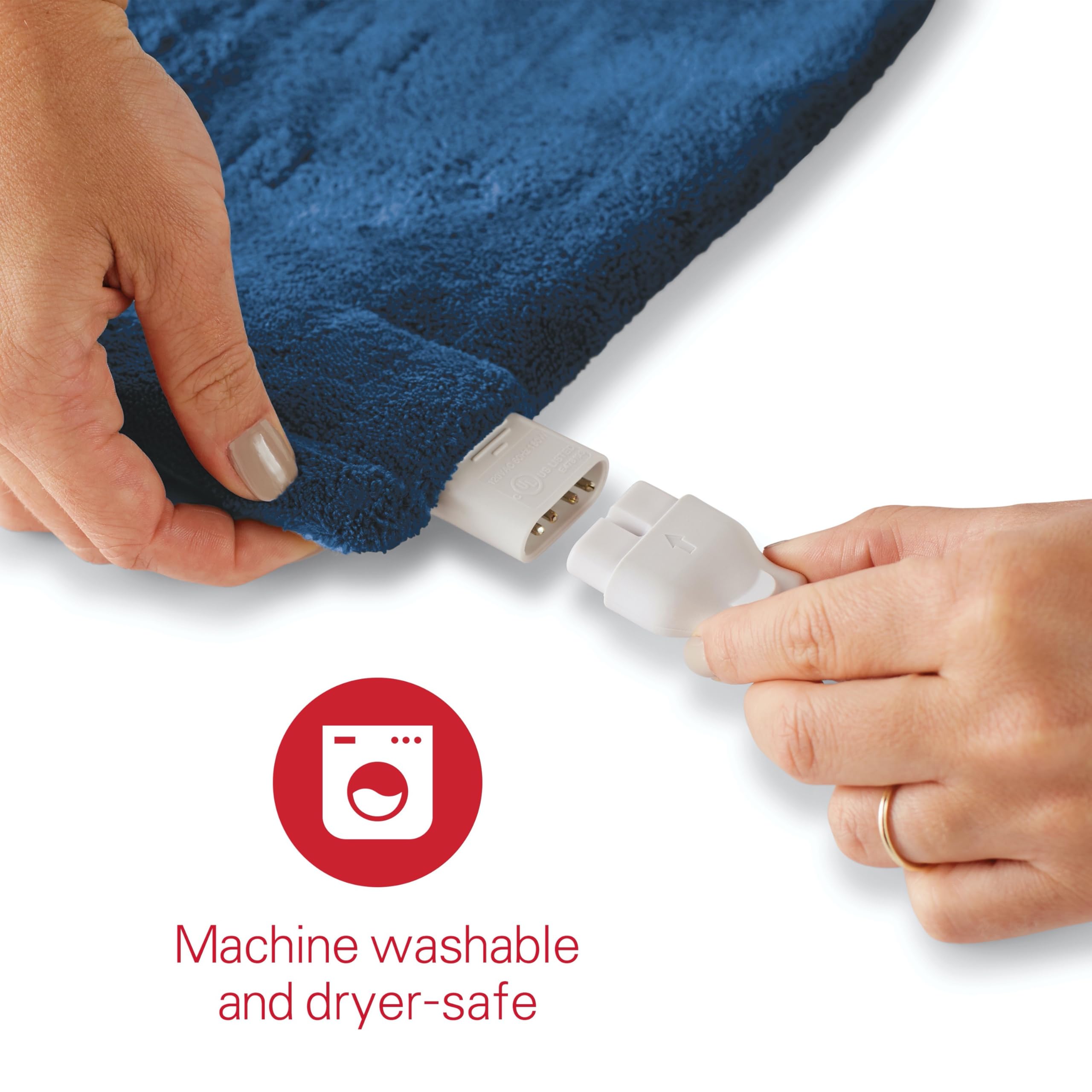 Sunbeam XL plush fabric is machine washable for easy care