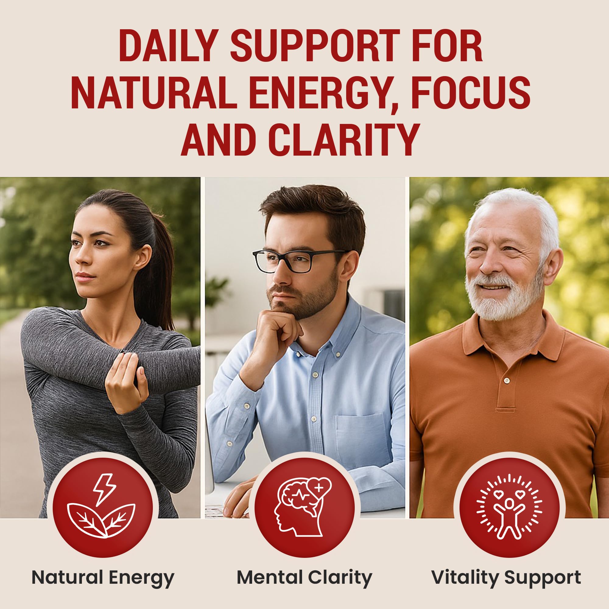Sundhed Natural CoQ10 capsules in hand illustrating convenient daily use.