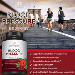 Sunergetic Premium Blood Pressure capsules in hand represent convenient daily supplementation.
