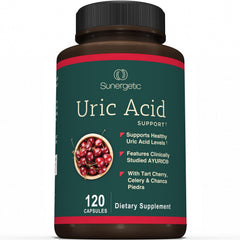 Sunergetic Uric Acid Support bottle with minimalistic design for daily routine.