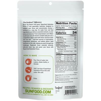 Sunfood Hydration Focus lemon and sea salt blend for refreshing electrolyte replenishment