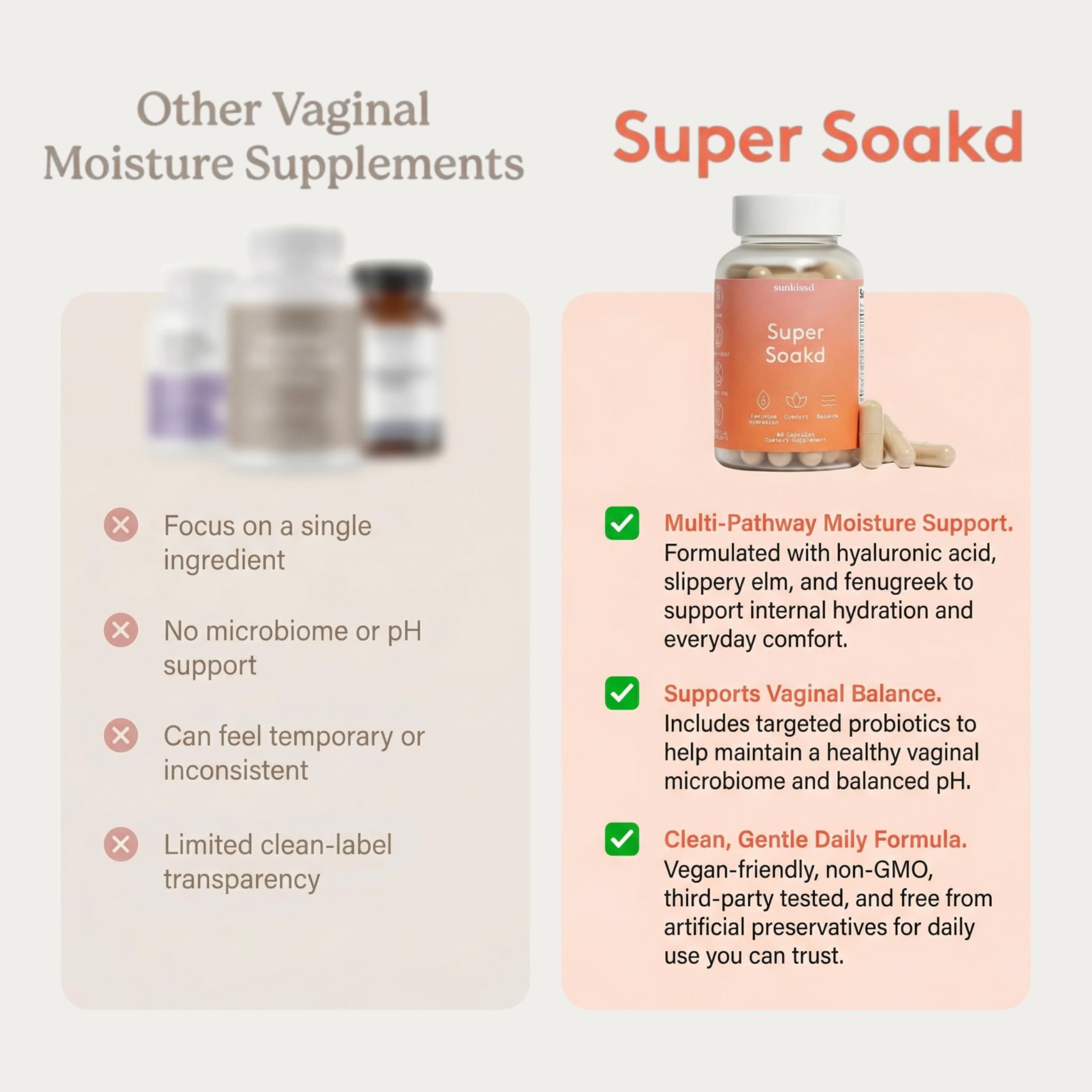 Sunkissd Probiotic blend L. rhamnosus and L. reuteri supports healthy vaginal balance