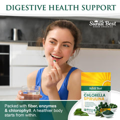Sunlit Best Green Organics tablets in hand suggest portable daily wellness.