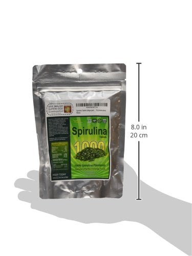 Sunlit Best Organic Spirulina tablet non-GMO and gluten-free certification on label