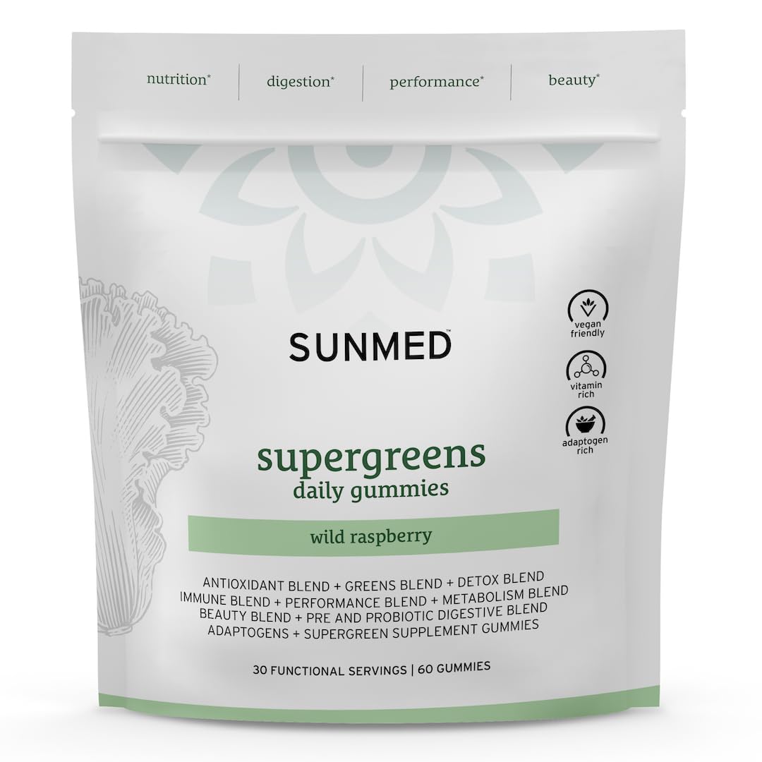 SUNMED Supergreens Daily Gummies Raspberry pack for potential immune support and daily energy