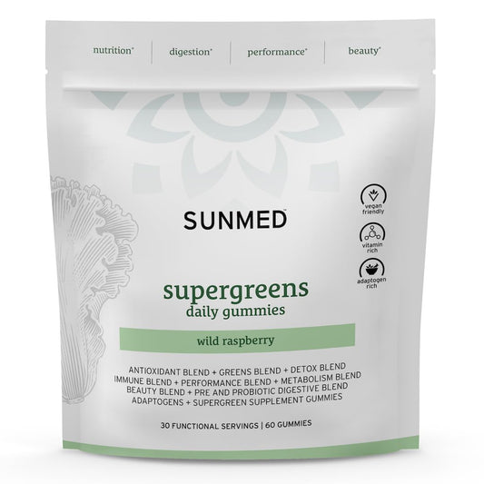 SUNMED Supergreens Daily Gummies Raspberry pack for potential immune support and daily energy