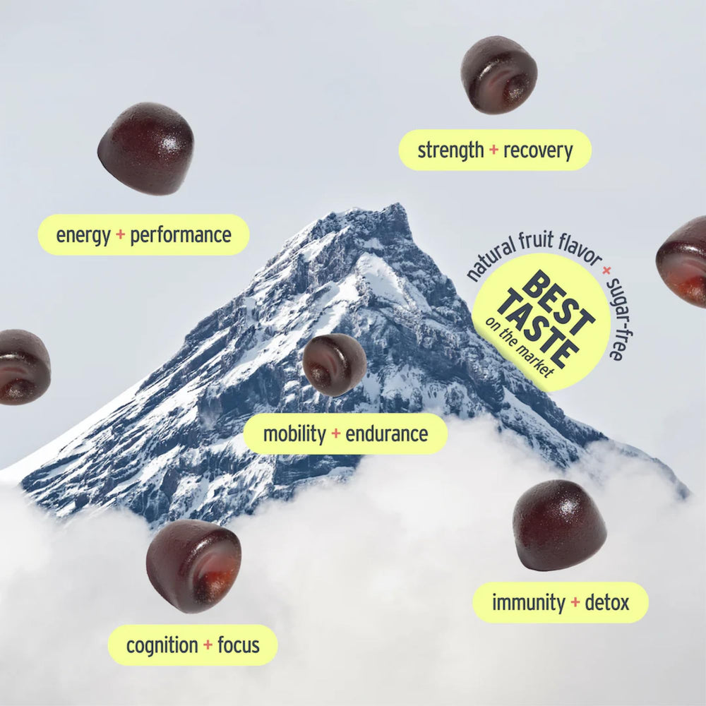 SUNMED Watermelon flavor gummies close-up showing glossy texture for focus and daily use.