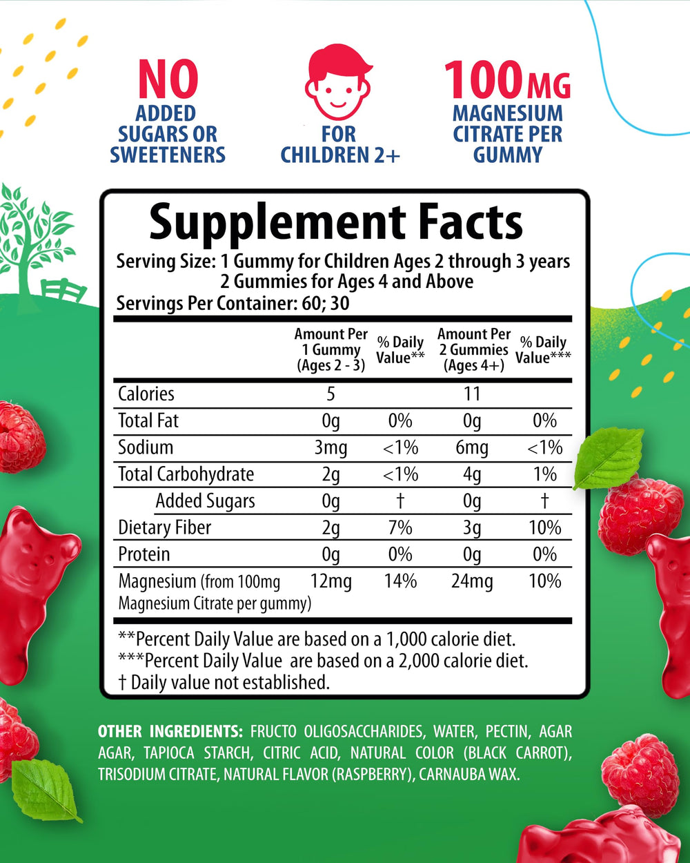 Sunny Sam Kids magnesium gummies raspberry chews supporting mood and calm