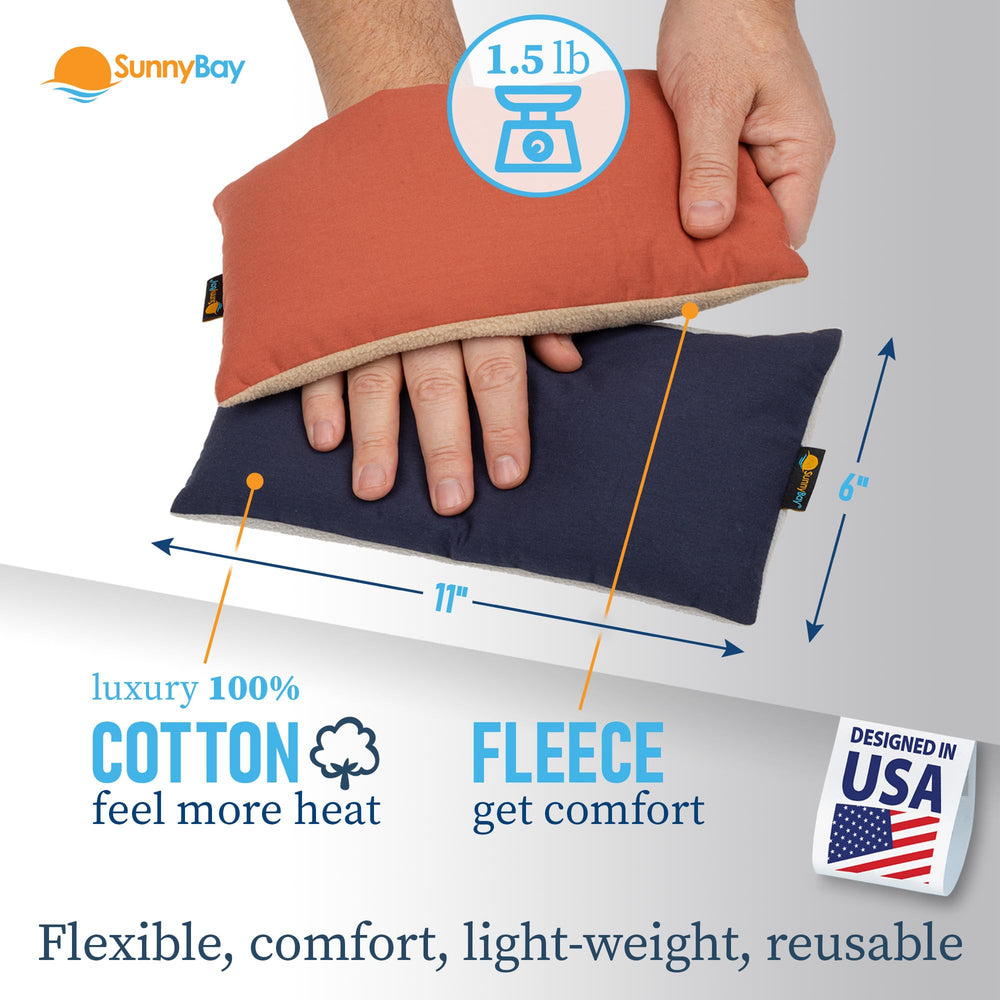 SunnyBay flax-seed filled heat pad close-up shows moist heat therapy