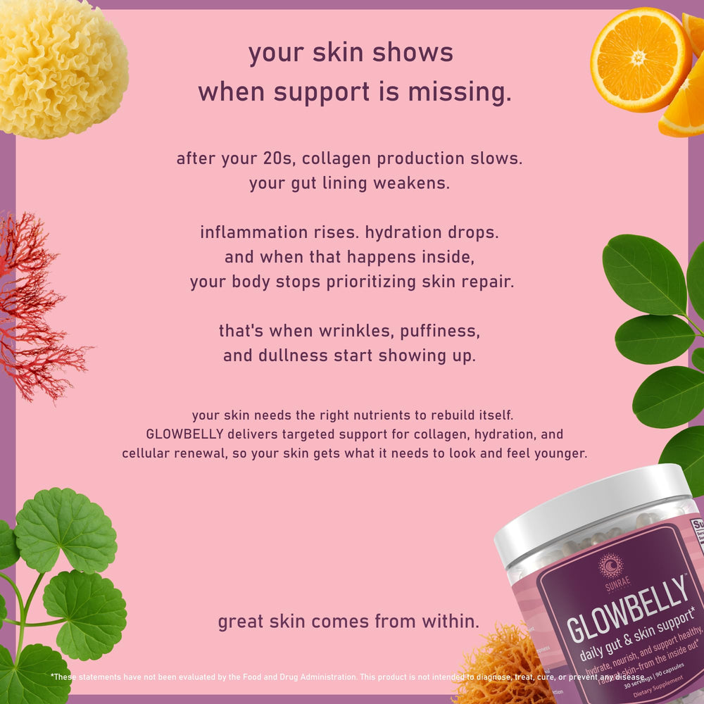 Sunrae Wellness Sea Moss formula highlights gut health and clearer skin.