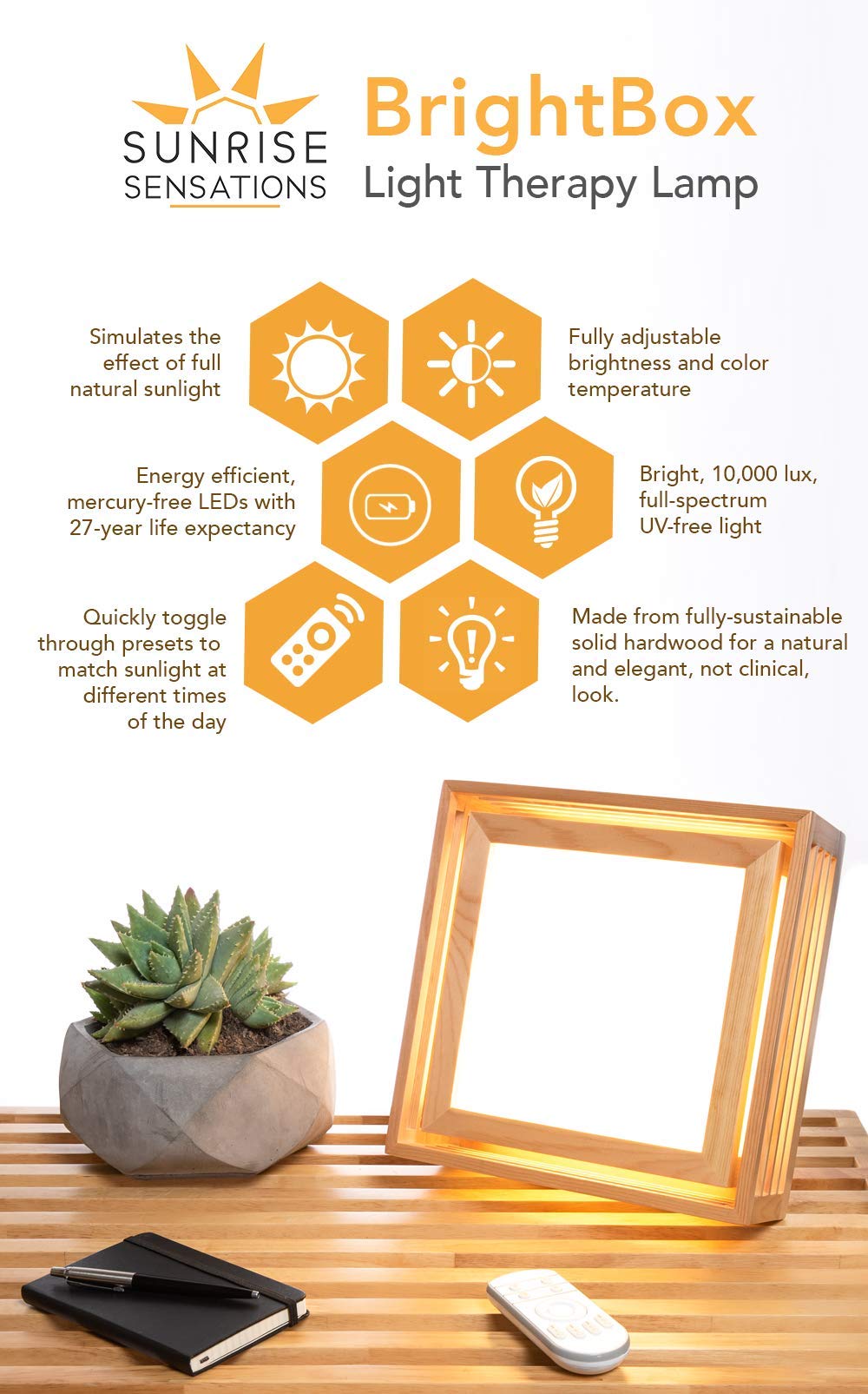 BrightBox lamp delivering full-spectrum light for bright mornings