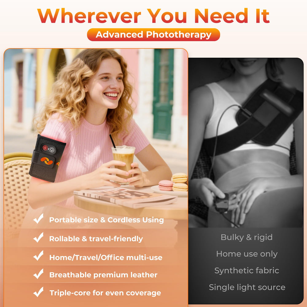 Sunruf red light therapy pad on the back to relieve tension during downtime