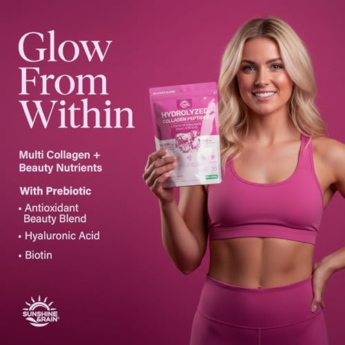 Sunshine & Rain hydrolyzed-collagen-blend supports hair and nails.