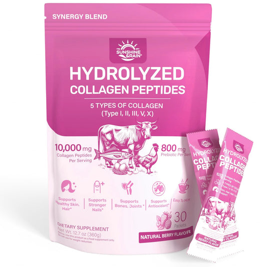 Sunshine & Rain multi-collagen sticks in package for on-the-go wellness