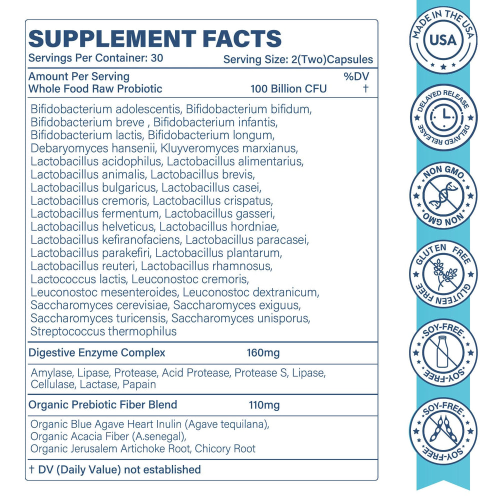 Sunshine & Rain Raw Probiotics capsules close-up for easy swallowing