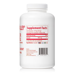 Sunshine Valley Inositol powder in glass water illustrates easy mixing without flavors for clean supplementation