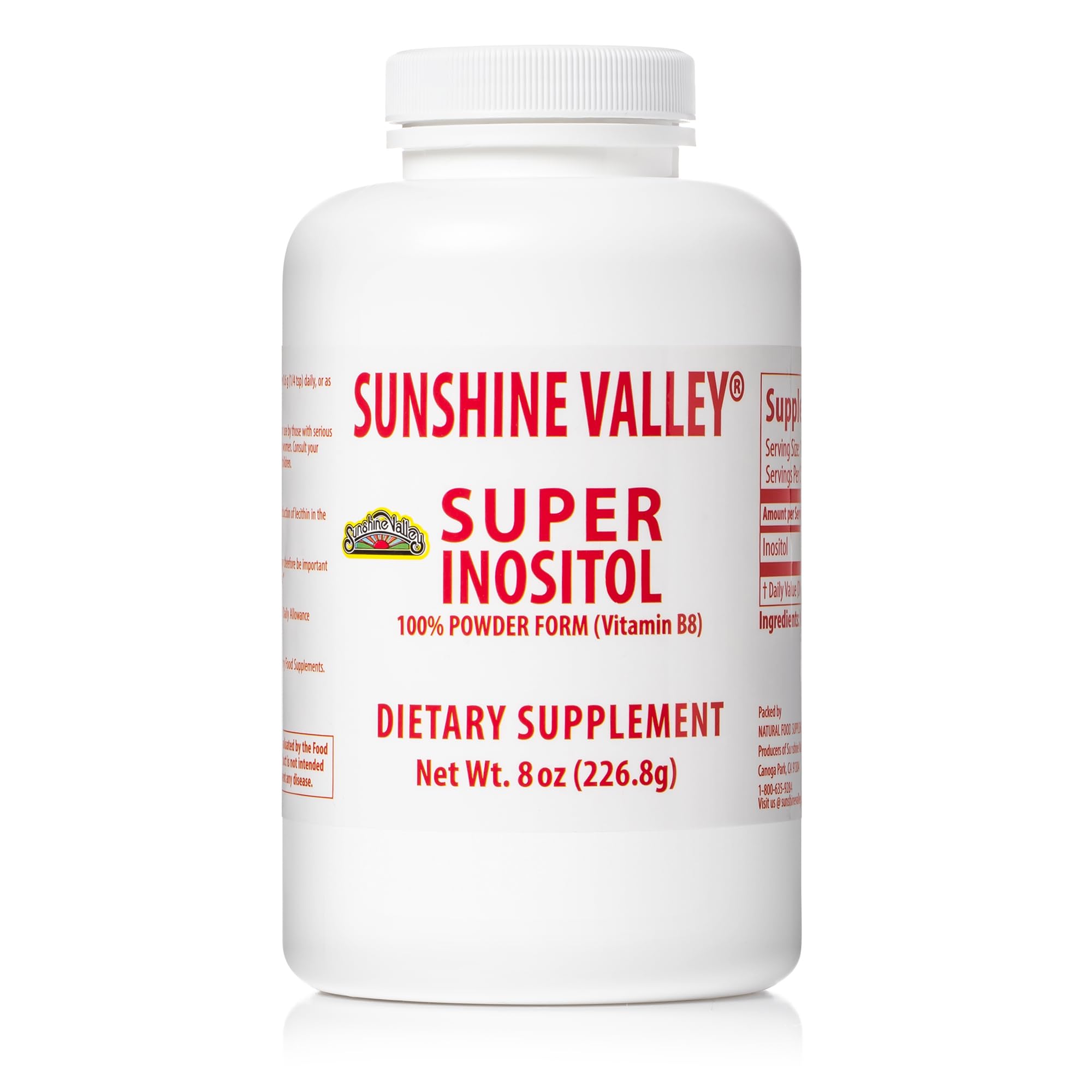 Sunshine Valley Inositol powder packaging provides a natural supplement option for daily wellness and easy integration