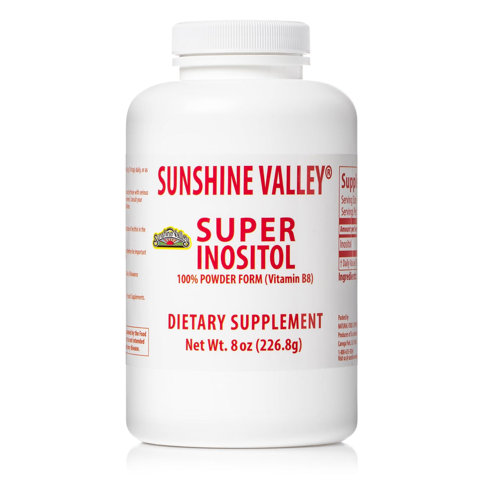 Sunshine Valley Inositol powder packaging provides a natural supplement option for daily wellness and easy integration