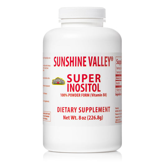 Sunshine Valley Inositol powder packaging provides a natural supplement option for daily wellness and easy integration