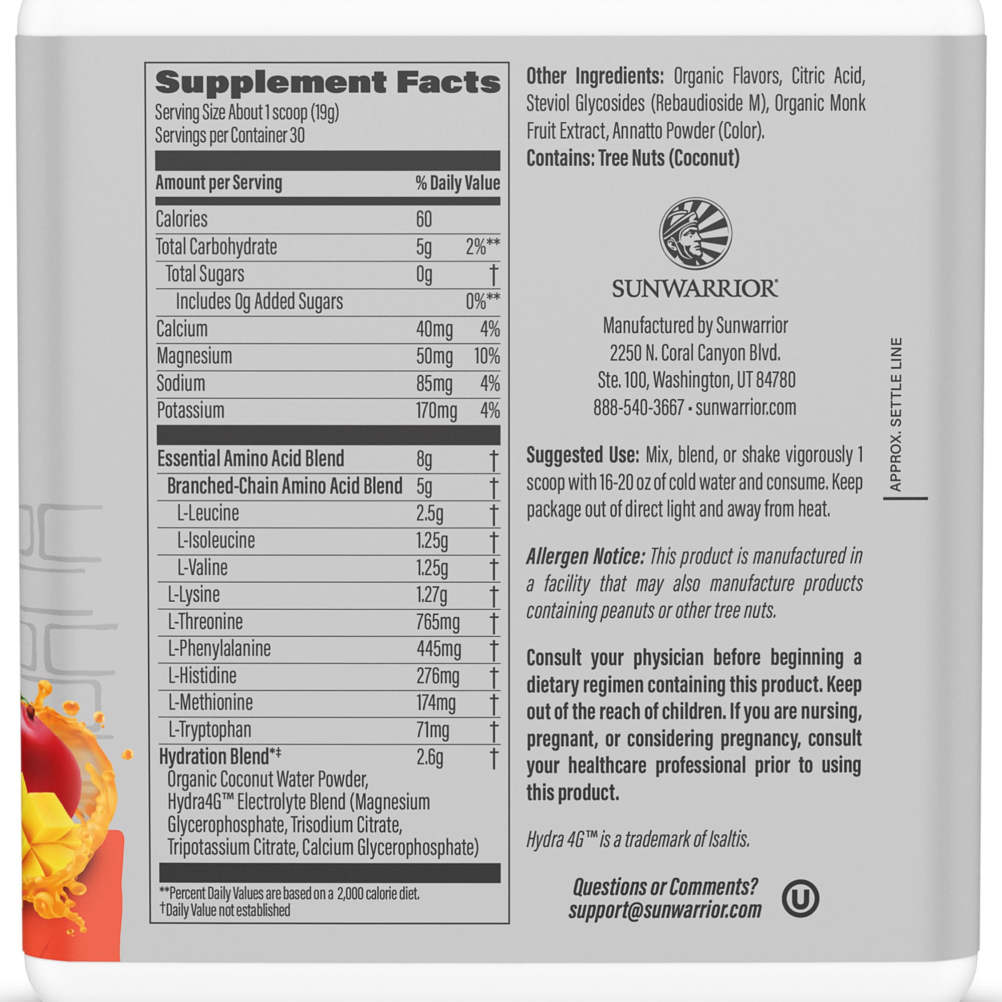 Sunwarrior Active Aminos scoop with powder for easy mixing