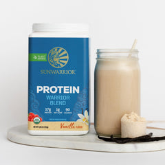 Sunwarrior BCA amino acids boost emphasizes essential amino acids in plant protein.