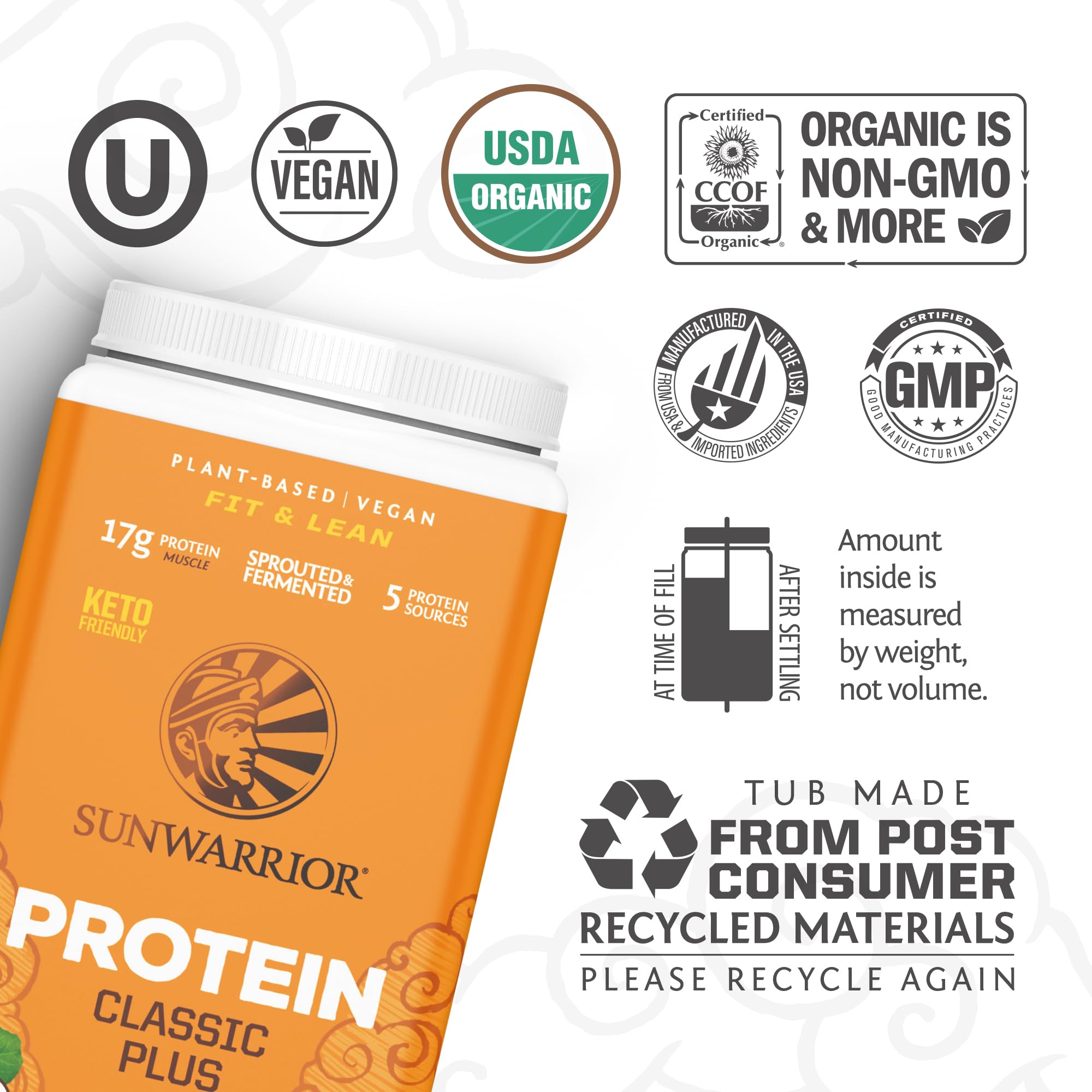 Sunwarrior Classic Plus chocolate protein powder shake glass ready for mixing.