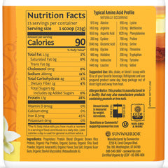 Sunwarrior Classic Plus vanilla powder scoop for quick shakes
