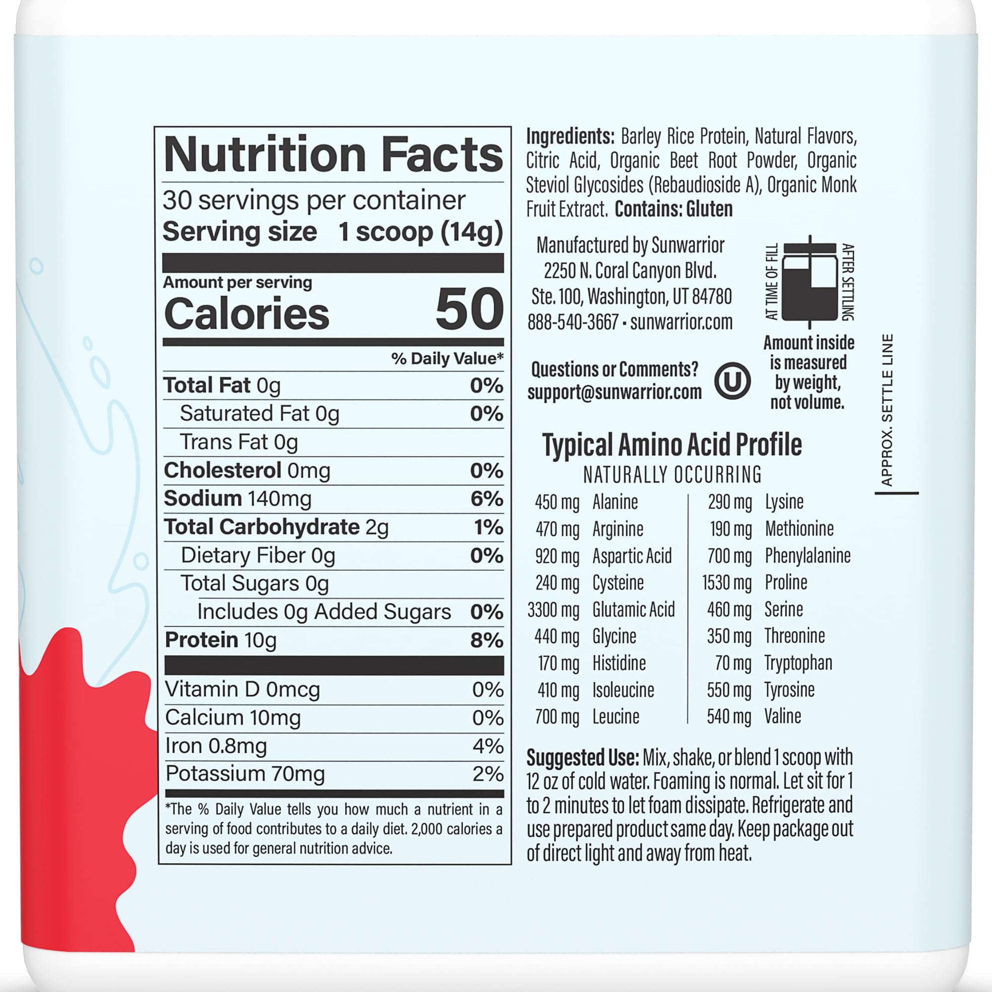 Sunwarrior Clear Protein shake in glass highlights light texture and easy water mix.