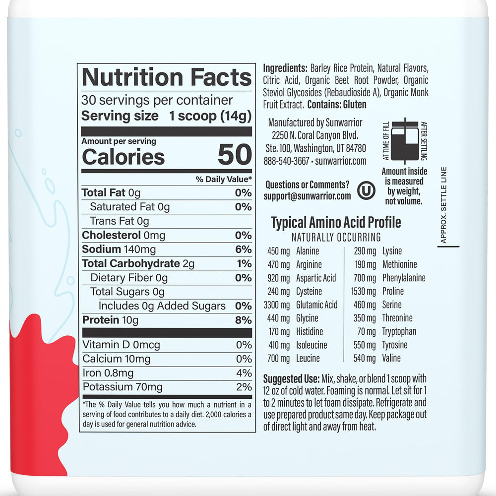 Sunwarrior Clear Protein shake in glass highlights light texture and easy water mix.
