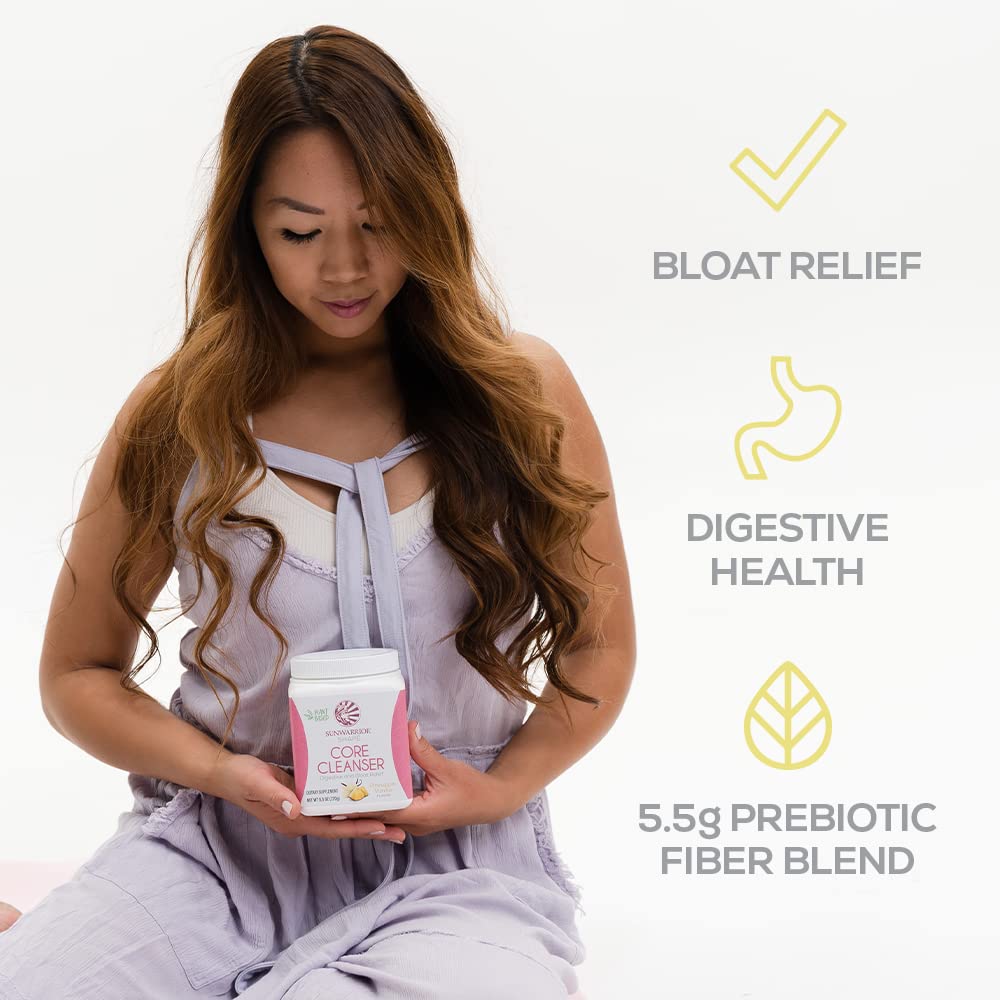 Sunwarrior digestive enzymes and probiotics bottle closeup supporting gut balance and wellness.