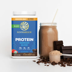 Sunwarrior gluten-free vegan label emphasizing non-GMO ingredients
