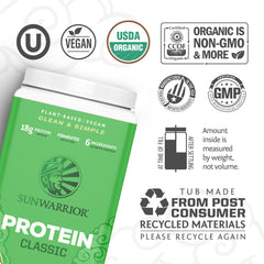 Sunwarrior scoop-dispense for easy measurement of vegan protein shakes