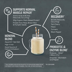 Sunwarrior Organic Protein Powder ingredients image featuring rice, pumpkin and pea proteins