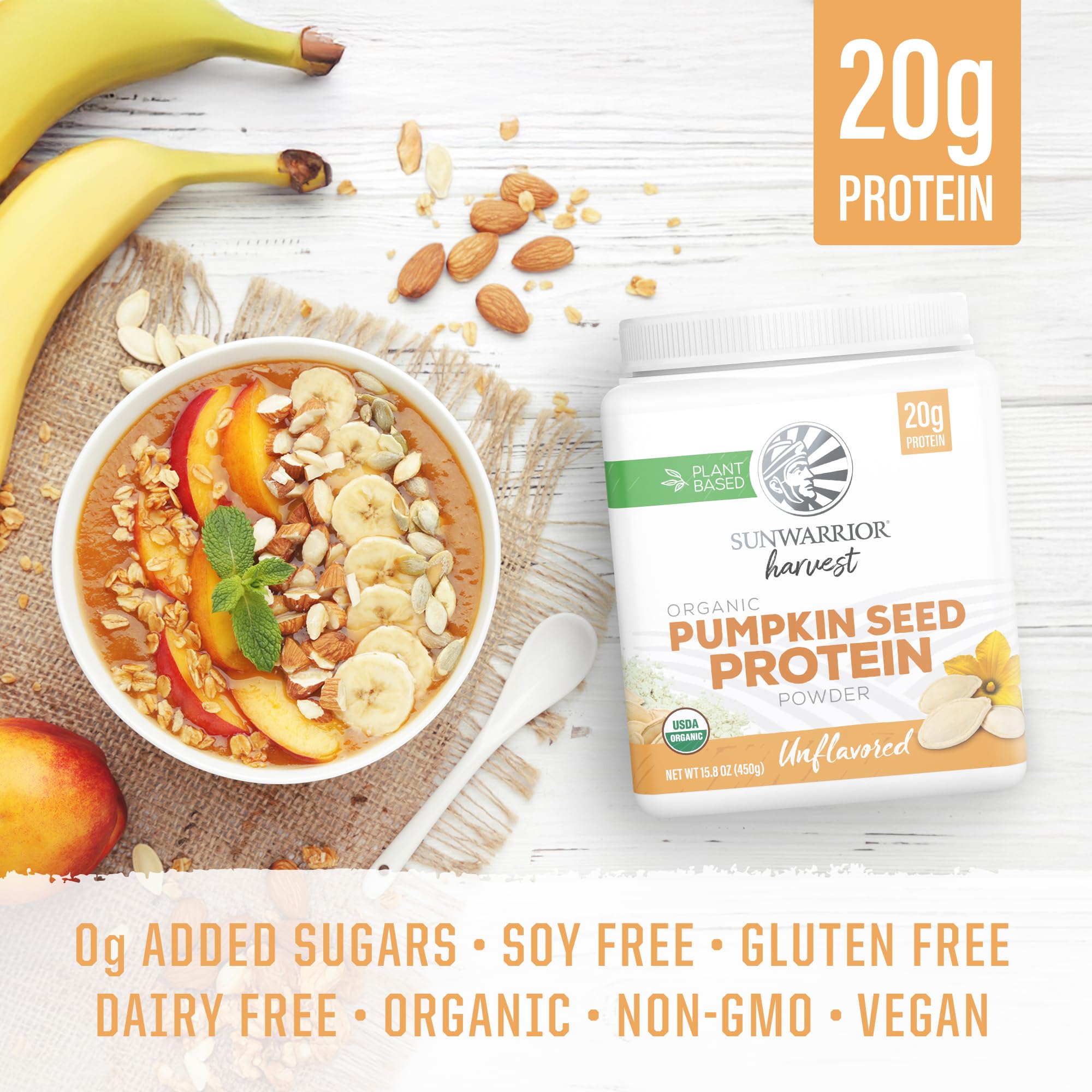 Sunwarrior pumpkin seed protein smoothie bowl presents creamy, nutty flavor for everyday meals