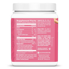 Sunwarrior Strawberry Cooler powder with scoop demonstrates convenient daily digestive support.