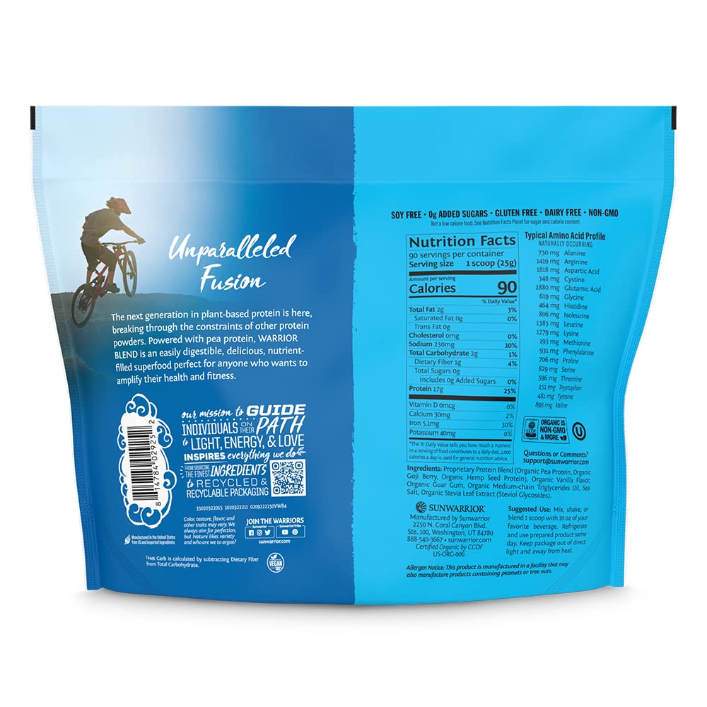 Sunwarrior Vanilla Organic Protein Powder shake with creamy texture for smoothies and post-workout use.