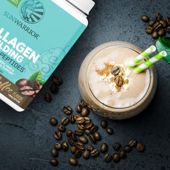 Sunwarrior vegan collagen powder coffee-mix—ideal for workouts and morning routines