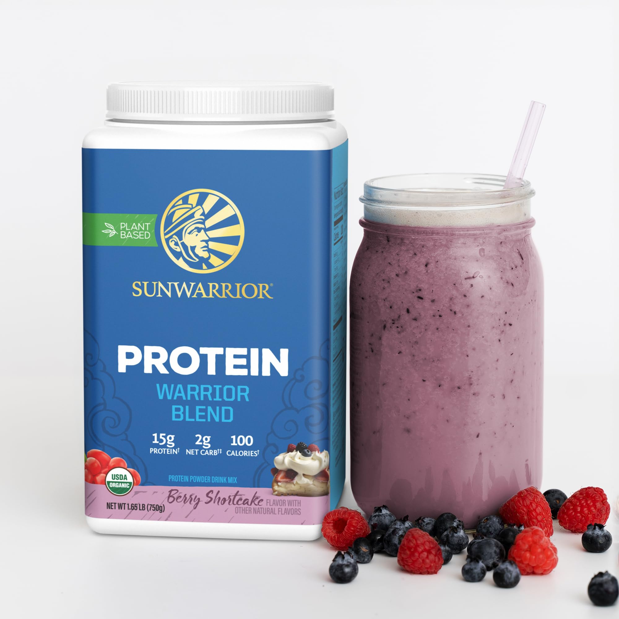 Sunwarrior vegan protein shake in a Berry smoothie.